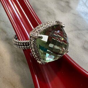 AUTHENTIC David Yurman Prasiolite and Diamond pave ring!
